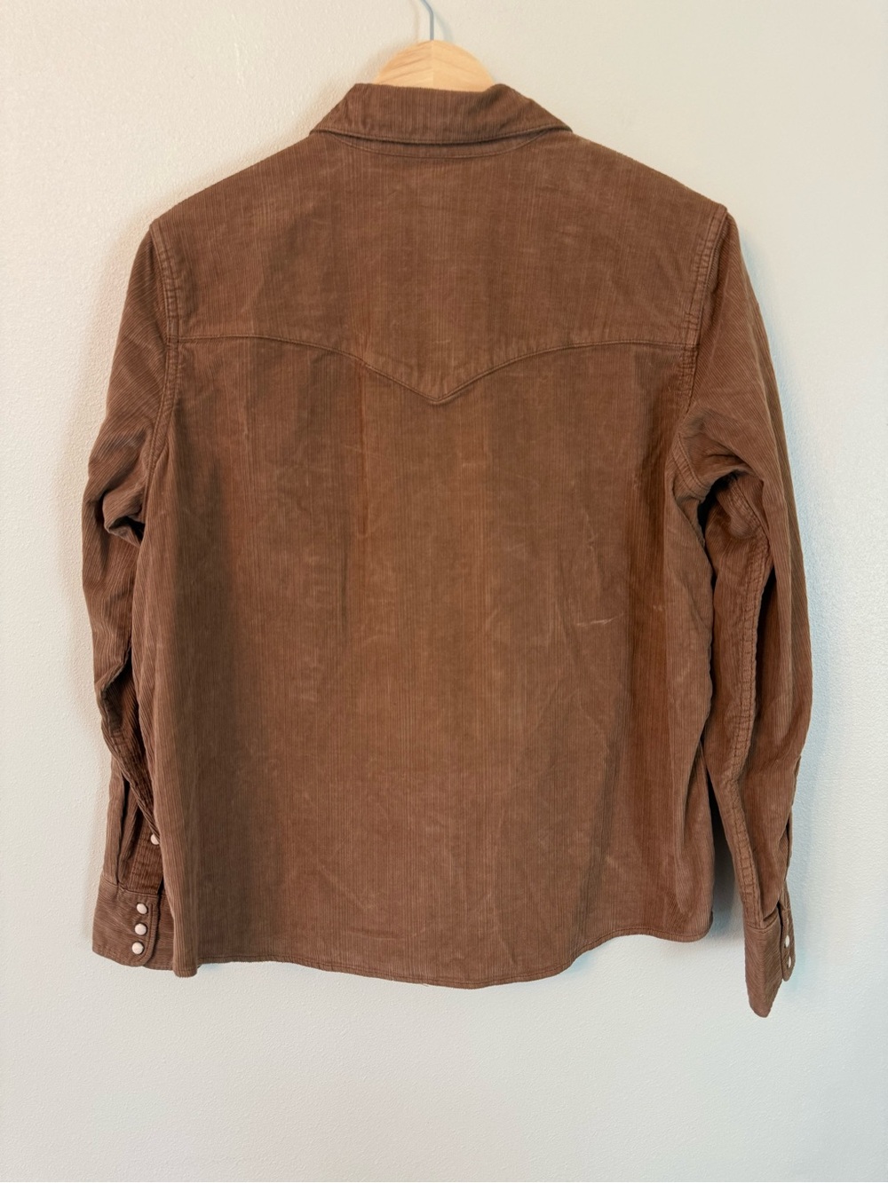 Faherty Stretch Corduroy Western Shirt Saddle Brown Snap Front Size M - Picture 8 of 11